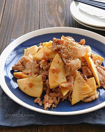 豚肉と新たけのこの甘辛おかかマヨ炒め