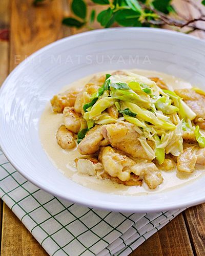 鶏肉と長ねぎの和風クリーム煮