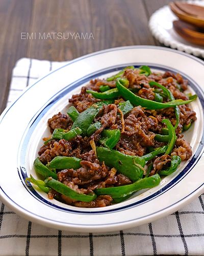 牛こまとピーマンのさっぱりコク旨生姜バター炒め