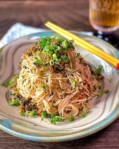 辛子高菜とたらこのソーメンチャンプルー