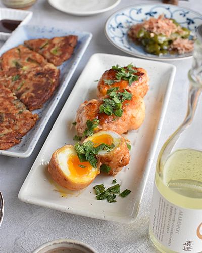 肉巻きトロトロ半熟卵