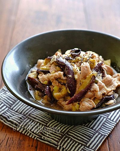 レンチンなすと茹で豚のさっぱりごまネギ和え﻿