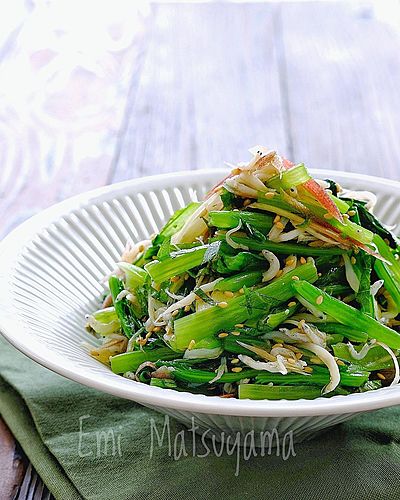 小松菜としらすの香味野菜のナムル風