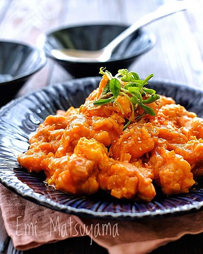 簡単辛くない卵入り鶏のチリソース風