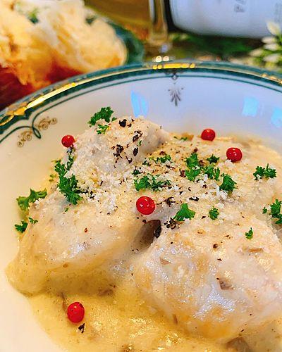 カジキとマッシュルームのクリーム煮