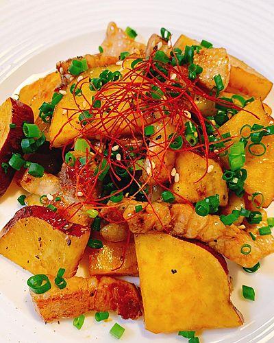 豚バラとさつまいものオイスター炒め