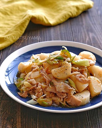 豚バラと長芋の甘酢ねぎ炒め﻿