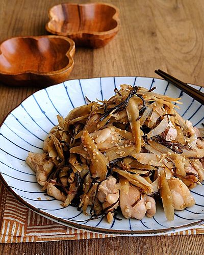 鶏肉入り塩こんバターきんぴら﻿