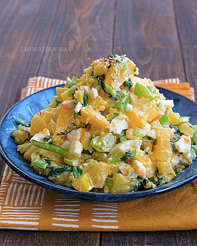 小松菜とたくあんとゆで卵の和風ポテトサラダ