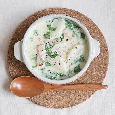 かぶとベーコンのクリームスープ
