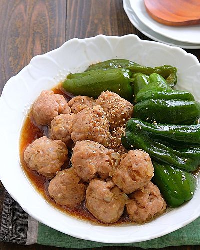豚団子とピーマンのこっくり煮