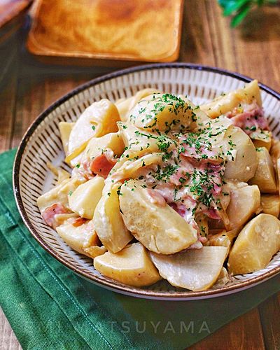 レンジで簡単！やみつき＊里芋のクリームジャーマンポテト＊