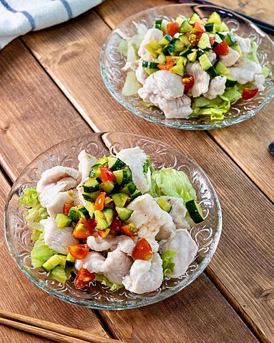 『鶏しゃぶわさびポン酢サラダ』