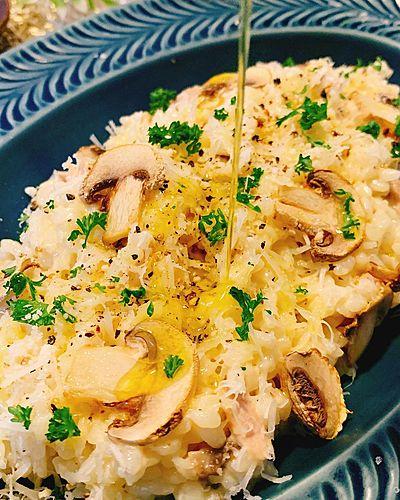 マッシュルームとツナのチーズクリームリゾット