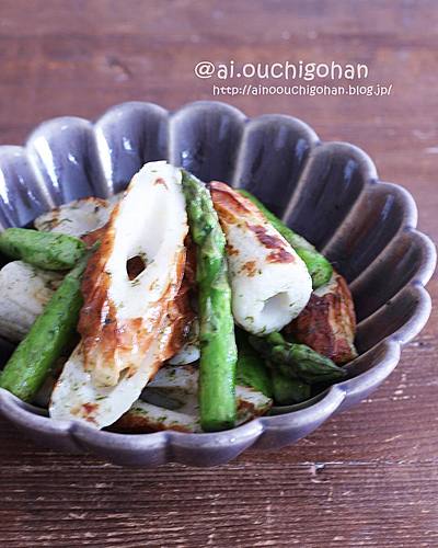 ちくわとアスパラののり塩バター炒め