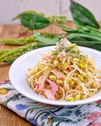 豆もやしとハムのマリネ