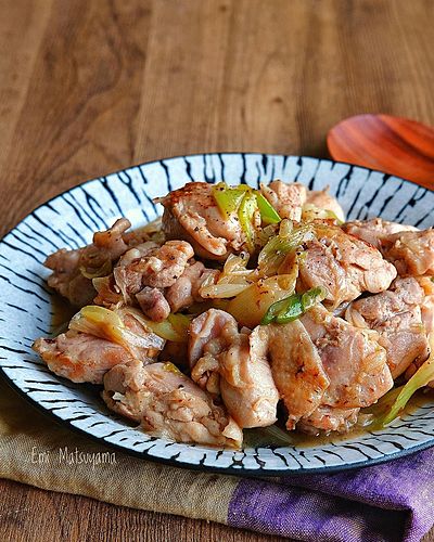 鶏肉とねぎのにんにくレモンマヨ炒め﻿