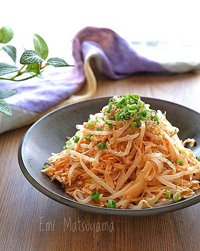 切り干し大根ともやしのキムチマヨサラダ【戻し不要】﻿