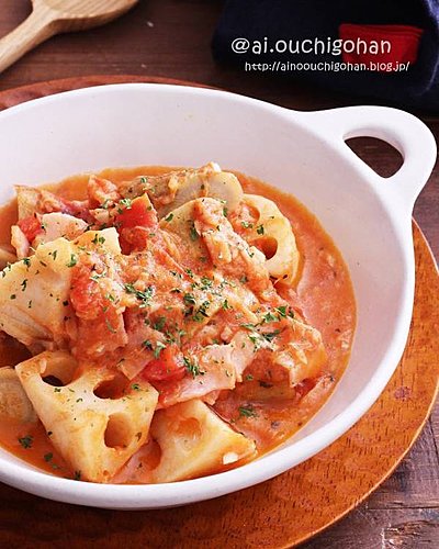 根菜のトマトチーズ煮♡ワンプレート朝ごはん