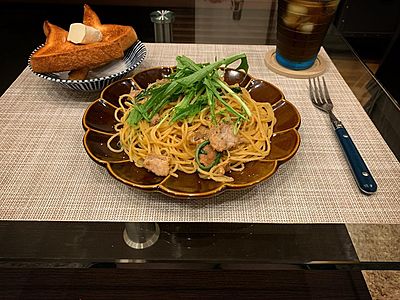 豚と水菜の和風パスタ