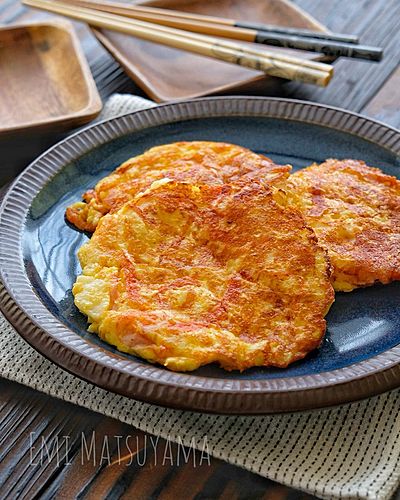 長芋とカニカマとチーズの卵お焼き