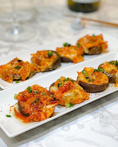 椎茸のキムチーズ焼き