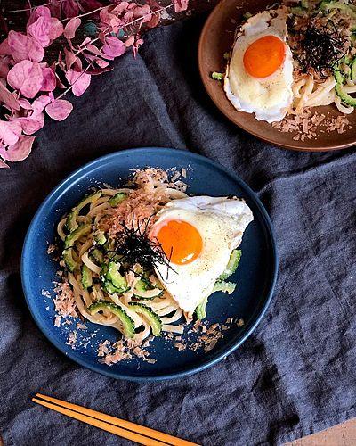 ゴーヤーとツナのやきうどん