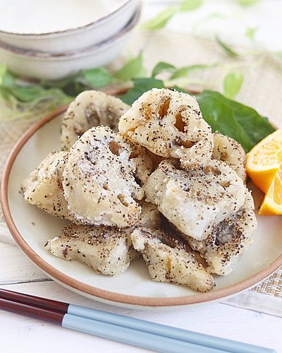 絶品！箸が止まらない！レンコンのガーリックペッパー唐揚げ