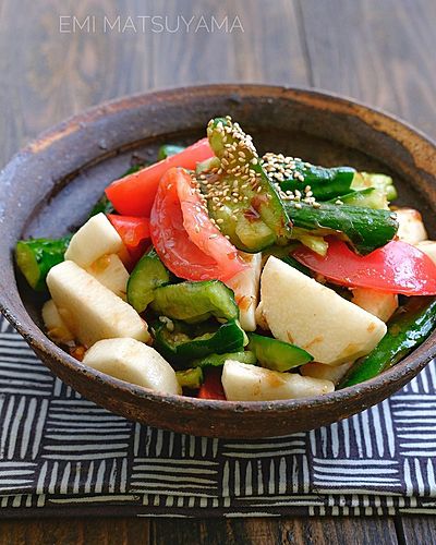 ポリ袋で！長芋ときゅうりとトマトのおかかぽん酢漬け