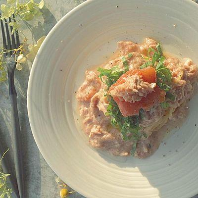 ツナ明太クリームパスタ