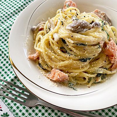 鮭のクリームパスタ