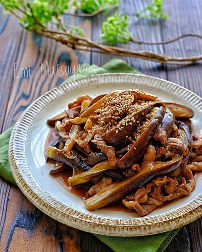 牛こまとなすのオイぽん炒め﻿