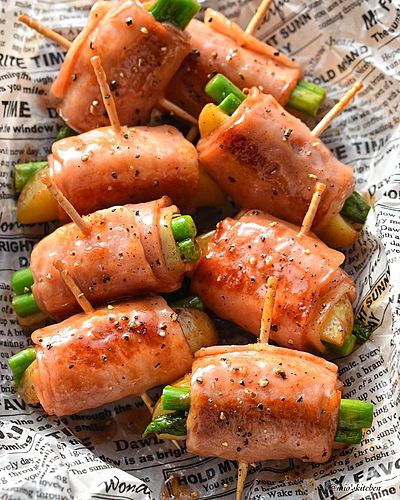 アスパラとじゃが芋のオイバタベーコン巻き