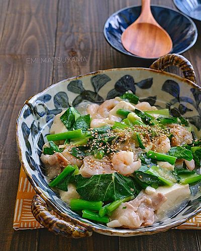 具沢山！豚とむき海老と豆腐のしょうがあん﻿