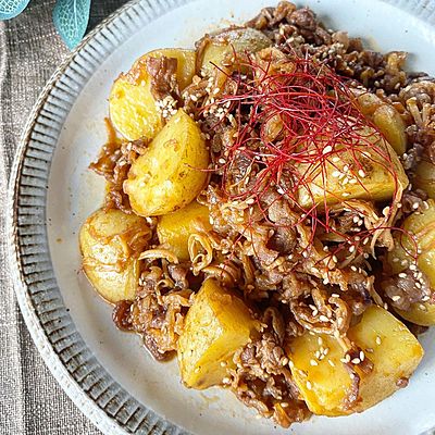 新じゃがと牛肉のピリ辛えのき