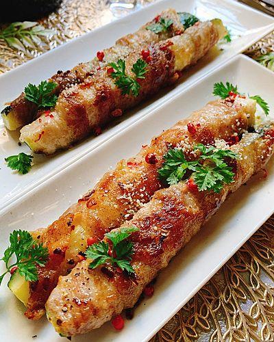 ロング肉巻き (ズッキーニ)