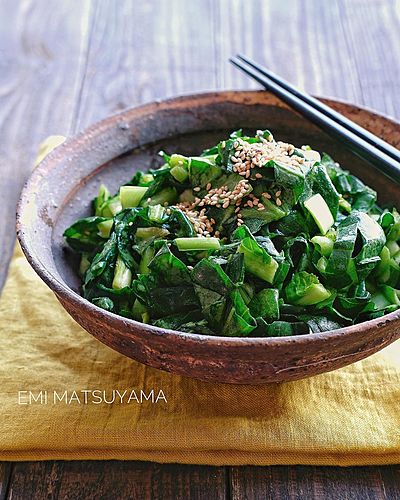 ポリ袋で簡単！小松菜の即席辛子漬け﻿