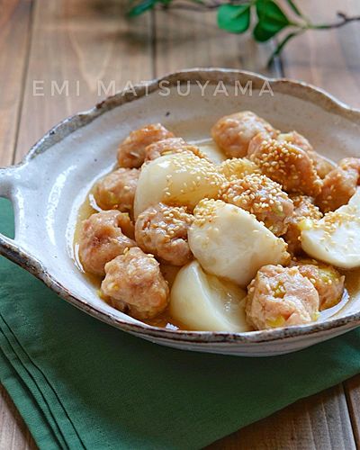 レンジで簡単！＊鶏団子とかぶの白だしあん＊