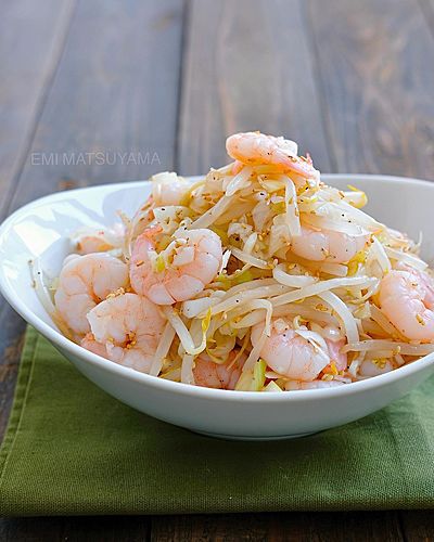 同時茹でで簡単時短！！海老ともやしの旨ネギ和え