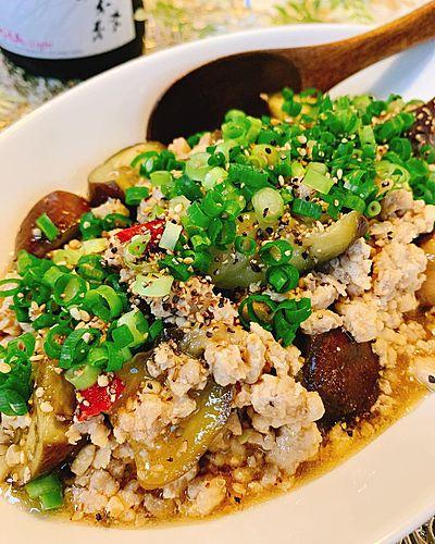 ナスのそぼろ餡掛け