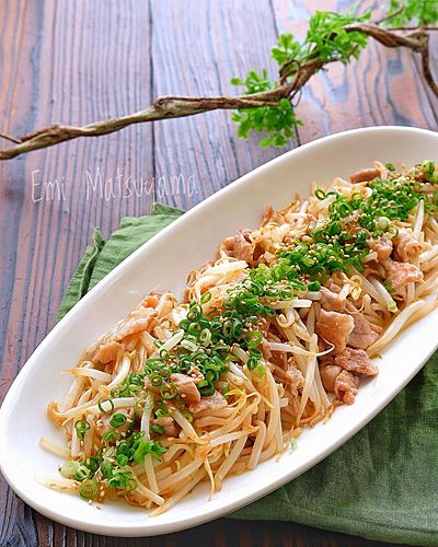 豚こまともやしのオイぽんマヨ炒め﻿