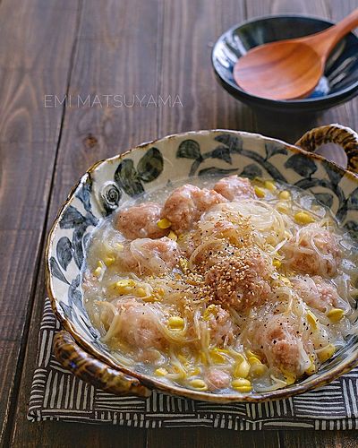 豚団子と豆もやしと春雨の旨塩煮﻿