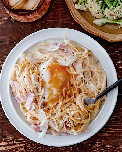 生クリーム不要！レンチンカルボナーラ応用編