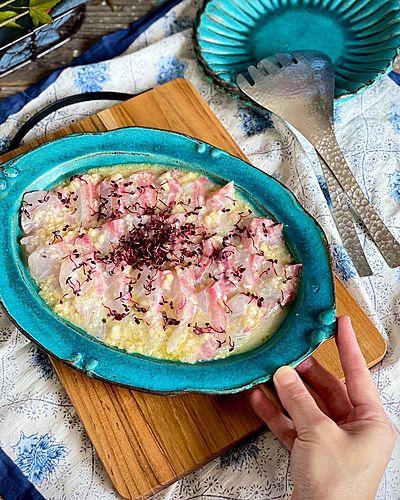 鯛の桃と塩麹ドレッシングマリネ