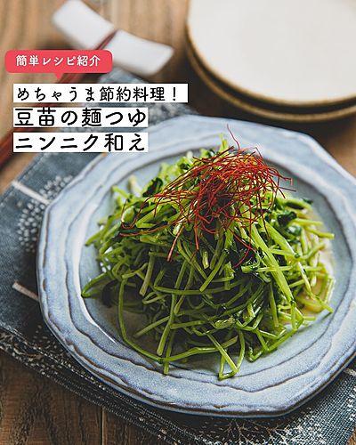 めちゃうま節約料理！豆苗の麺つゆニンニク和え