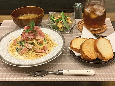 生ハムのクリームパスタ