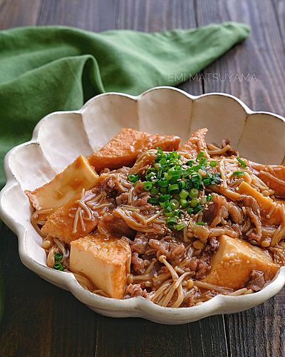 牛こまと絹揚げのサッと煮﻿