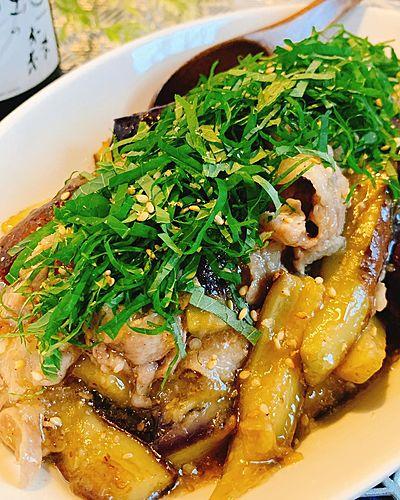 茄子と豚肉の霙炒め