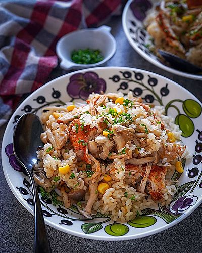 鶏むね肉とコーンのジャンバラヤ風ピラフ