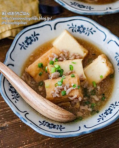 【材料2つ】味付けも黄金比！10分で出せる＊汁まで飲み干す厚揚げのそぼろあんかけ